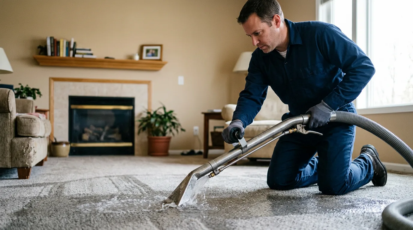 Water damage restoration technician working near Humble, TX